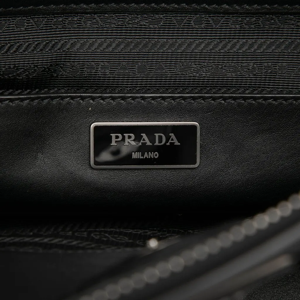 Prada Glace Calf Twin Pocket Double Handle Satchel Black Leather Good - Box View