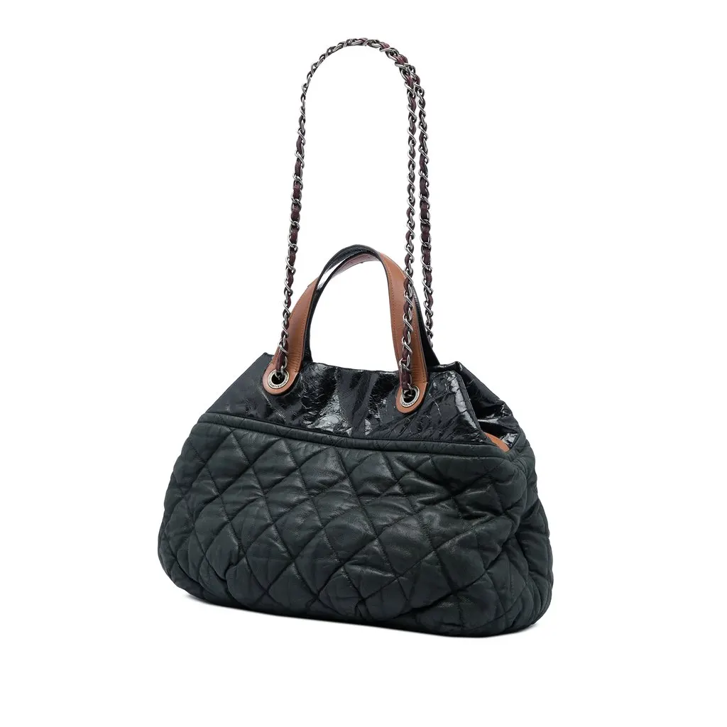 Chanel Large Quilted Iridescent Calfskin In The Mix Satchel Black Leather Very good - Back View