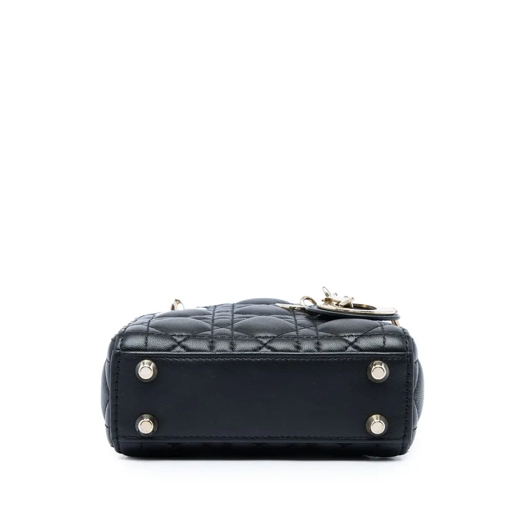 Dior Micro Lambskin Cannage Lady Dior Black Leather Very good - Inside View