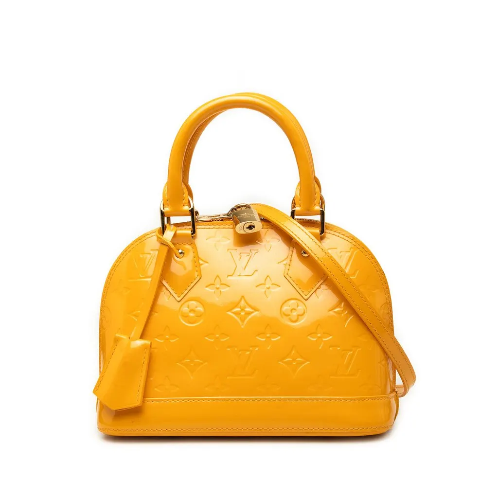 Louis Vuitton Monogram Vernis Alma BB Yellow Leather Very good - Front View