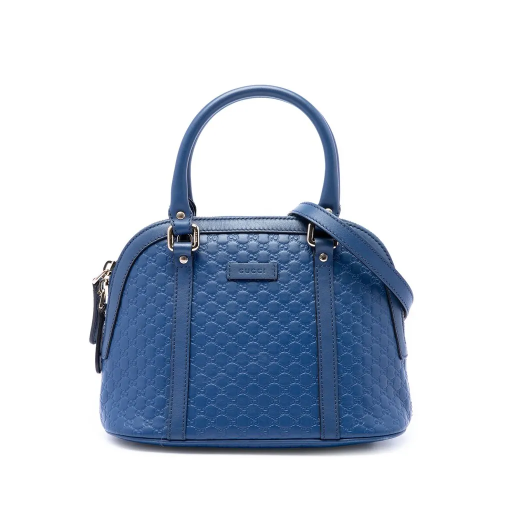 Gucci Mini Microguccissima Dome Satchel Blue Leather Very good - Front View