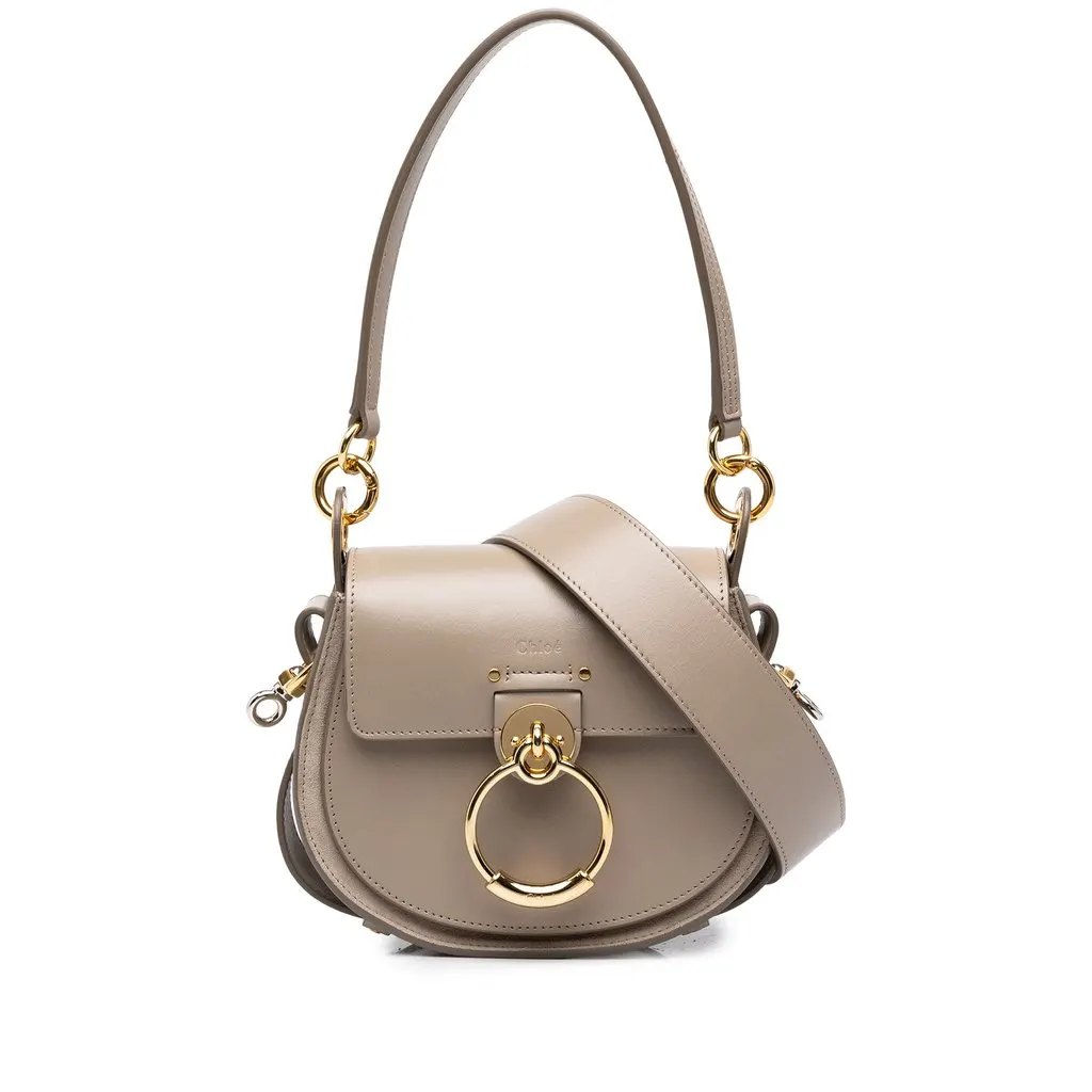 Chloé Small Leather Tess Satchel Brown Leather Good - Front View