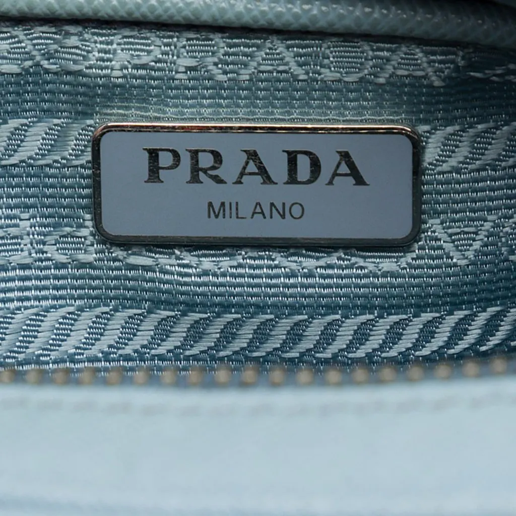 Prada Saffiano Fiocco Bow Camera Bag Blue Leather Good - Box View