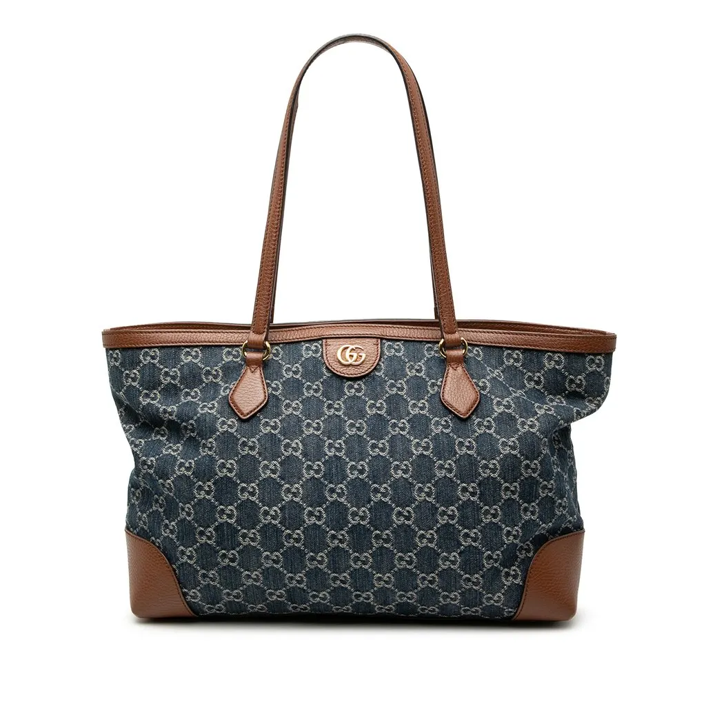 Gucci Medium GG Denim Ophidia Tote Blue Very good - Front View
