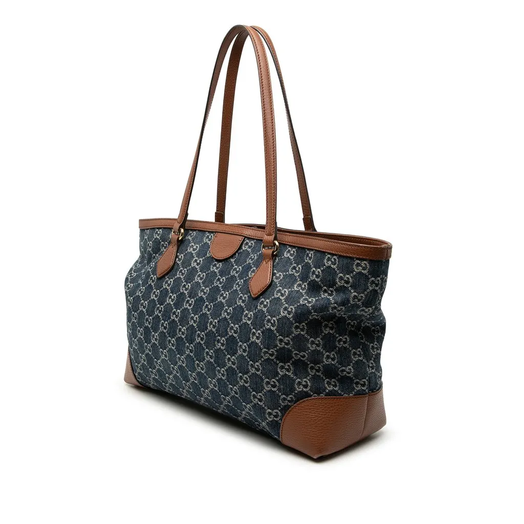 Gucci Medium GG Denim Ophidia Tote Blue Very good - Back View