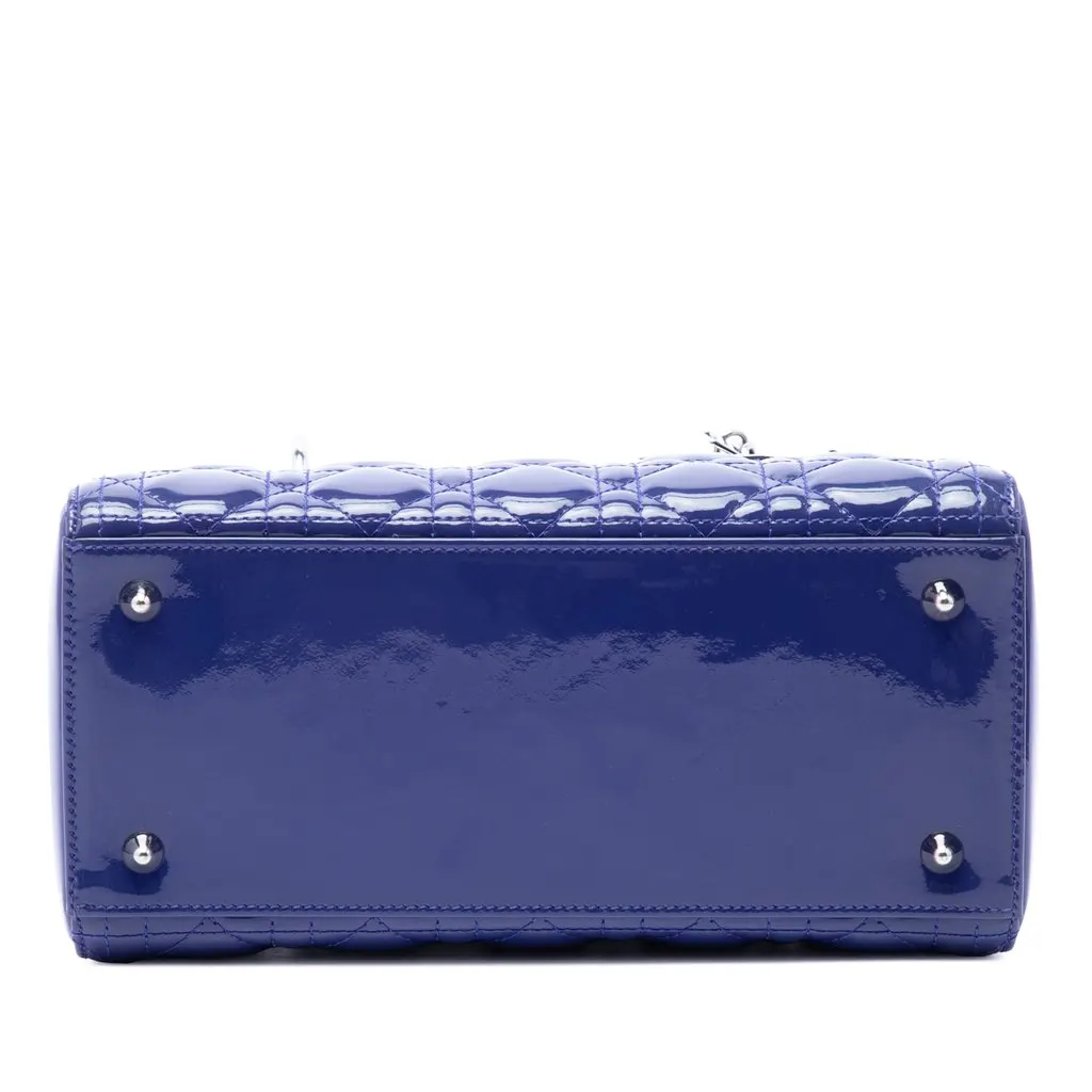Dior Medium Patent Cannage Lady Dior Blue Leather Very good - Inside View