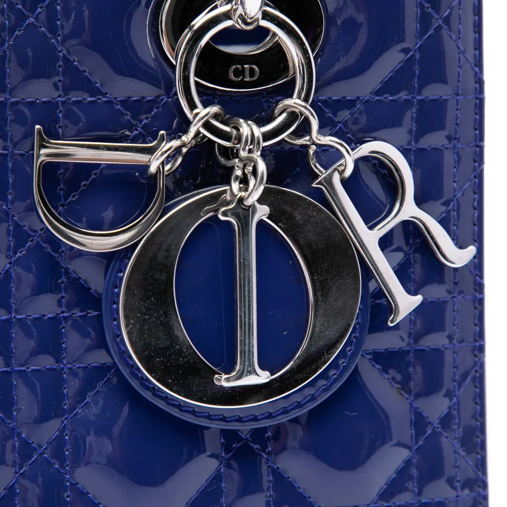 Dior Medium Patent Cannage Lady Dior Blue Leather Very good - Box View