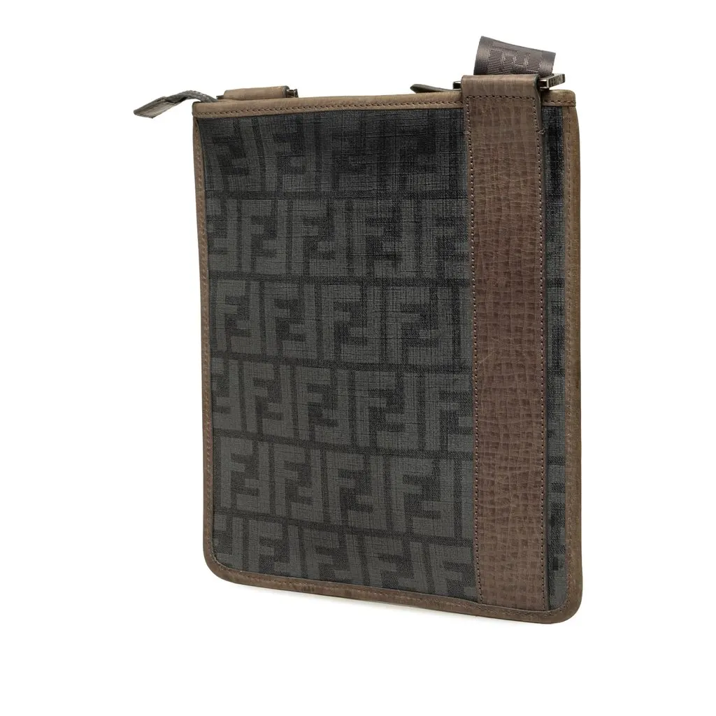 Fendi Zucca Spalmati Flat Messenger Bag Black Very good - Back View