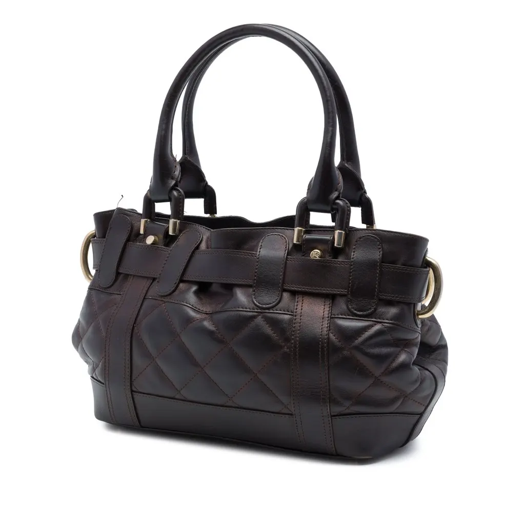 Burberry Baby Quilted Leather Beaton Handbag Brown Leather Very good - Back View