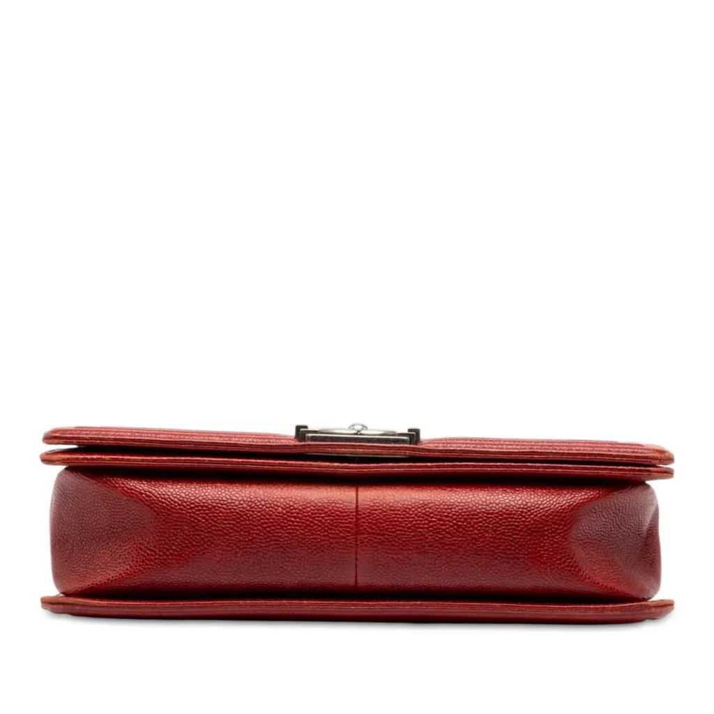 Chanel Medium Quilted Caviar Boy Flap Red Leather Very good - Inside View