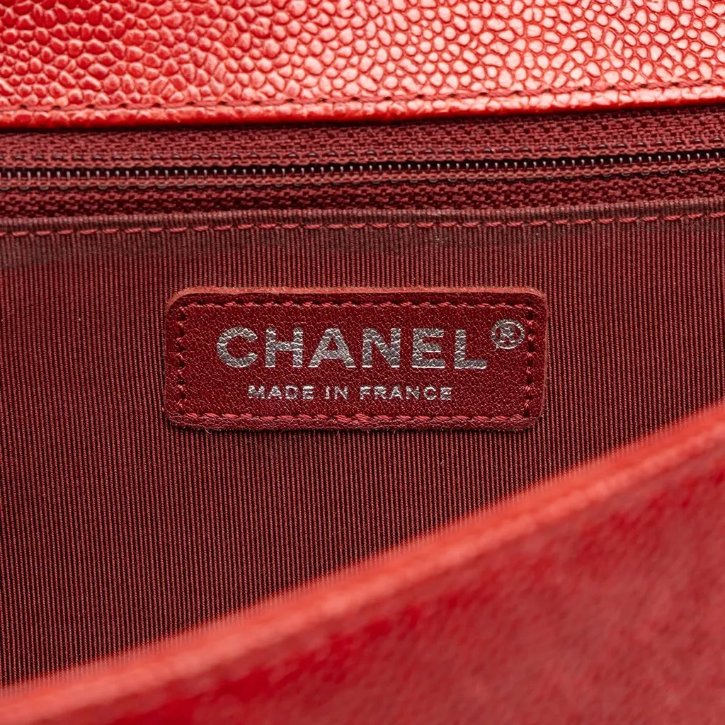 Chanel Medium Quilted Caviar Boy Flap Red Leather Very good - Box View