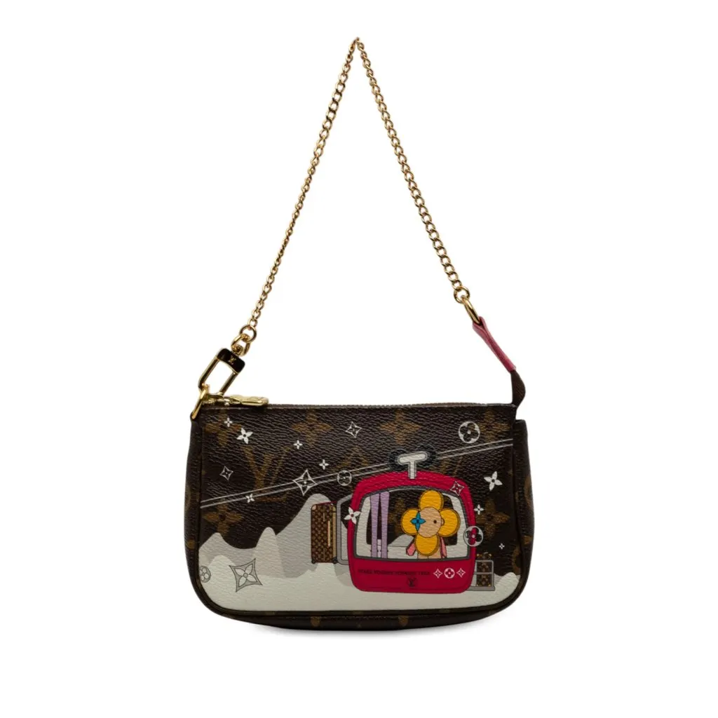 Louis Vuitton Monogram Christmas Animation Mini Courchevel Pochette Accessories Brown Very good - Front View
