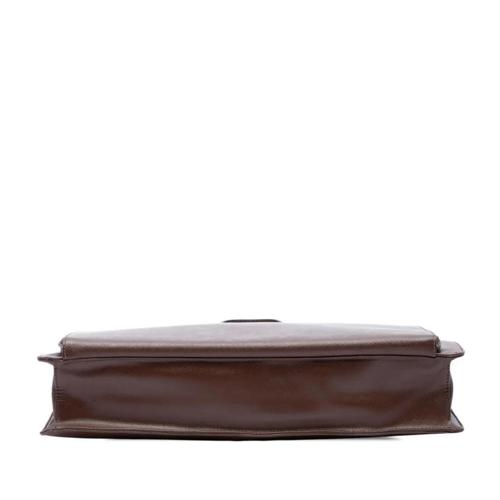 Prada Saffiano Cuir Travel Front Zip Pocket Briefcase Brown Leather Very good - Inside View