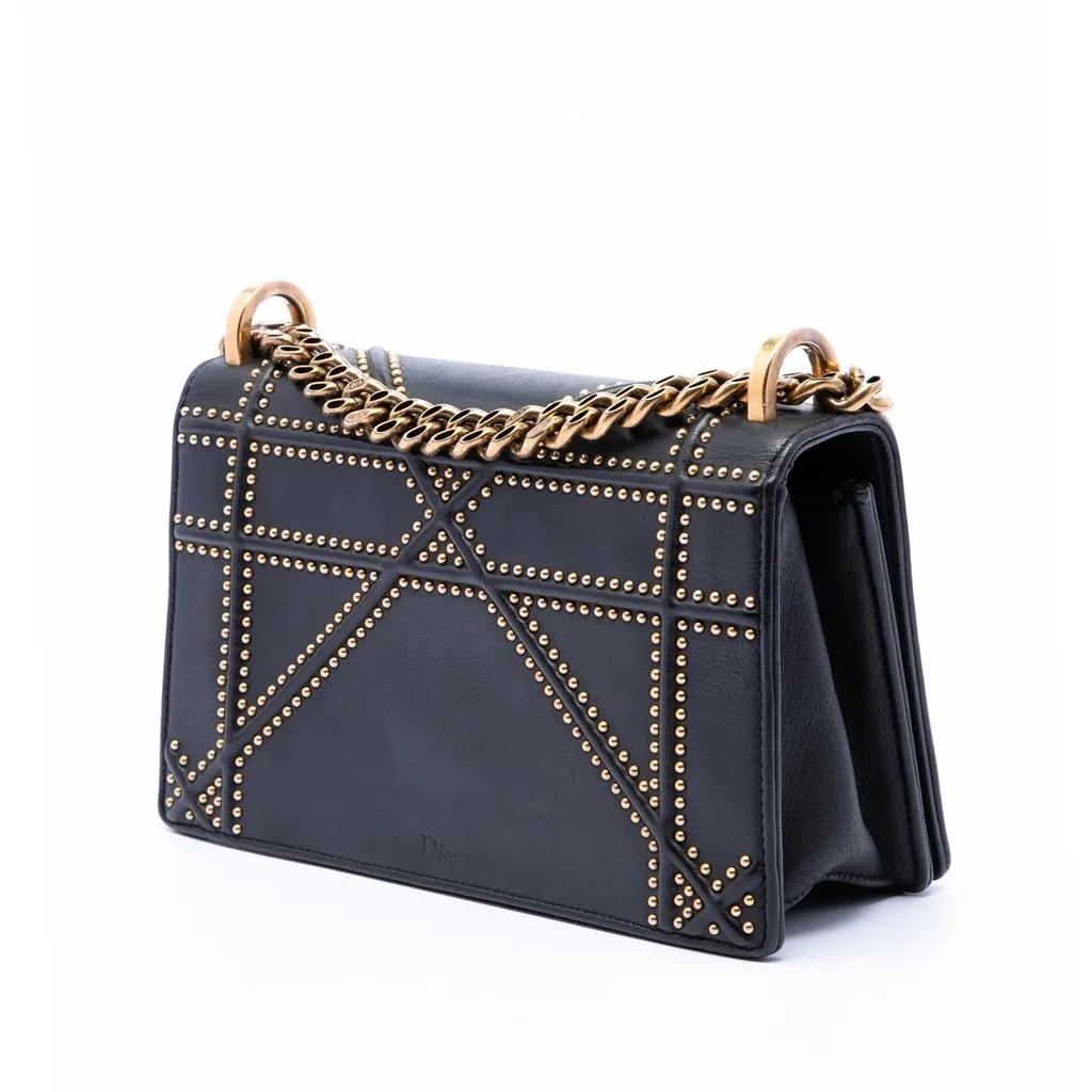 Dior Medium Studded Lambskin Diorama Flap Black Leather Very good - Back View