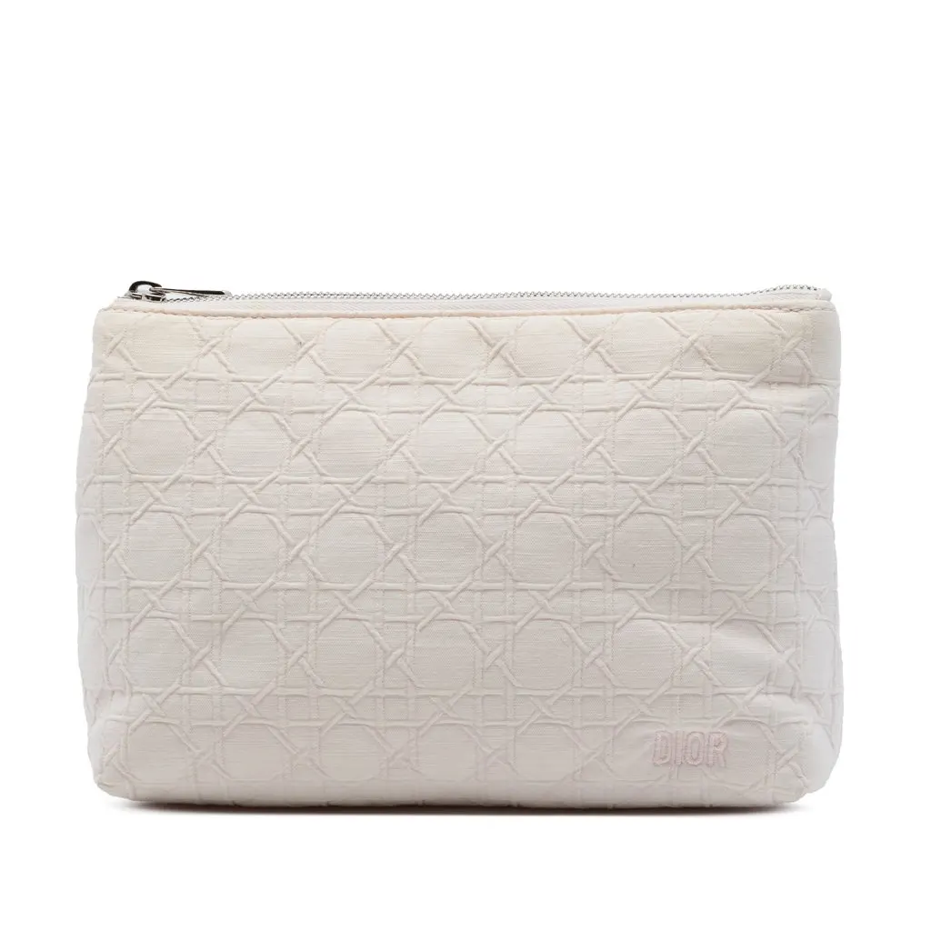 Dior Cannage Canvas Pouch Pink Canvas Very good - Front View