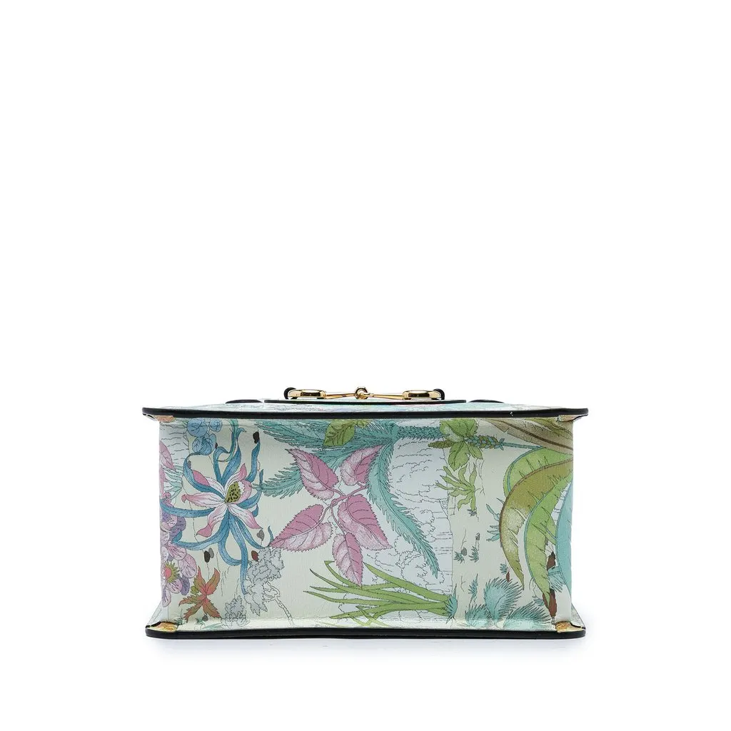 Gucci New Shangai Mini Calfskin Tiger Horsebit 1955 Foldover Top Handle Bag White Leather Very good - Inside View