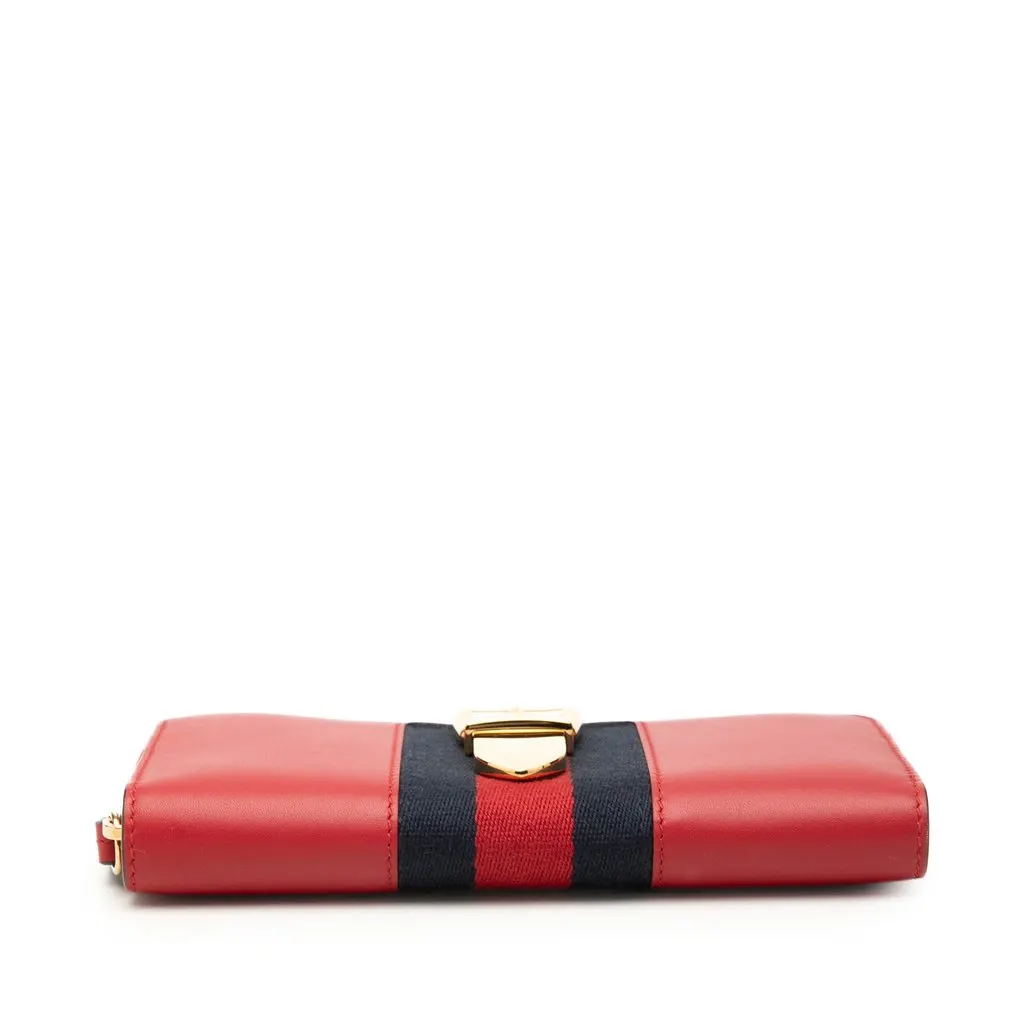 Gucci Calfskin Sylvie Zip Around Wallet Red Leather Very good - Inside View