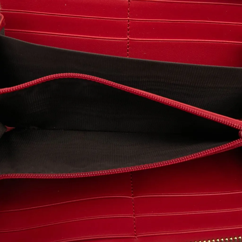 Gucci Calfskin Sylvie Zip Around Wallet Red Leather Very good - Model View