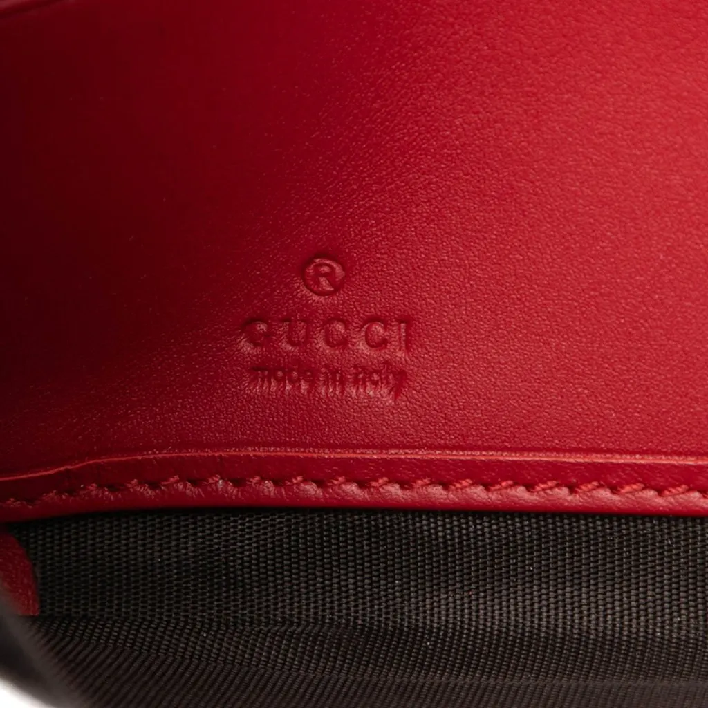 Gucci Calfskin Sylvie Zip Around Wallet Red Leather Very good - Box View