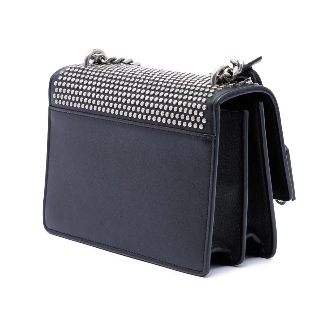 Saint Laurent Small Studded Calfskin Monogram Sunset Crossbody Black Leather Very good - Back View