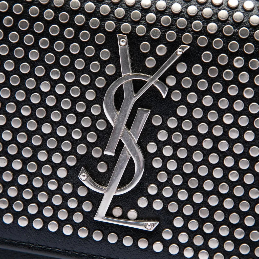 Saint Laurent Small Studded Calfskin Monogram Sunset Crossbody Black Leather Very good - Box View