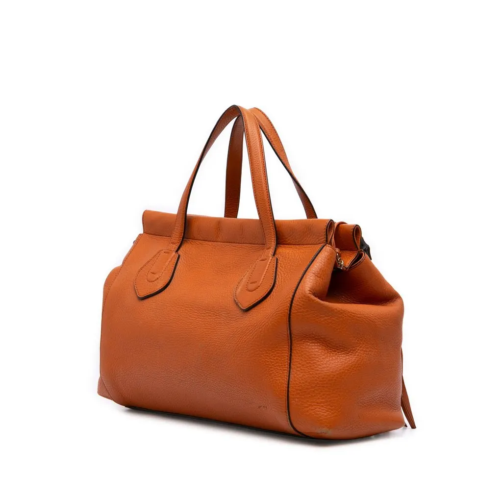 Gucci Leather Lady Tassel Top Handle Bag Orange Leather Good - Back View