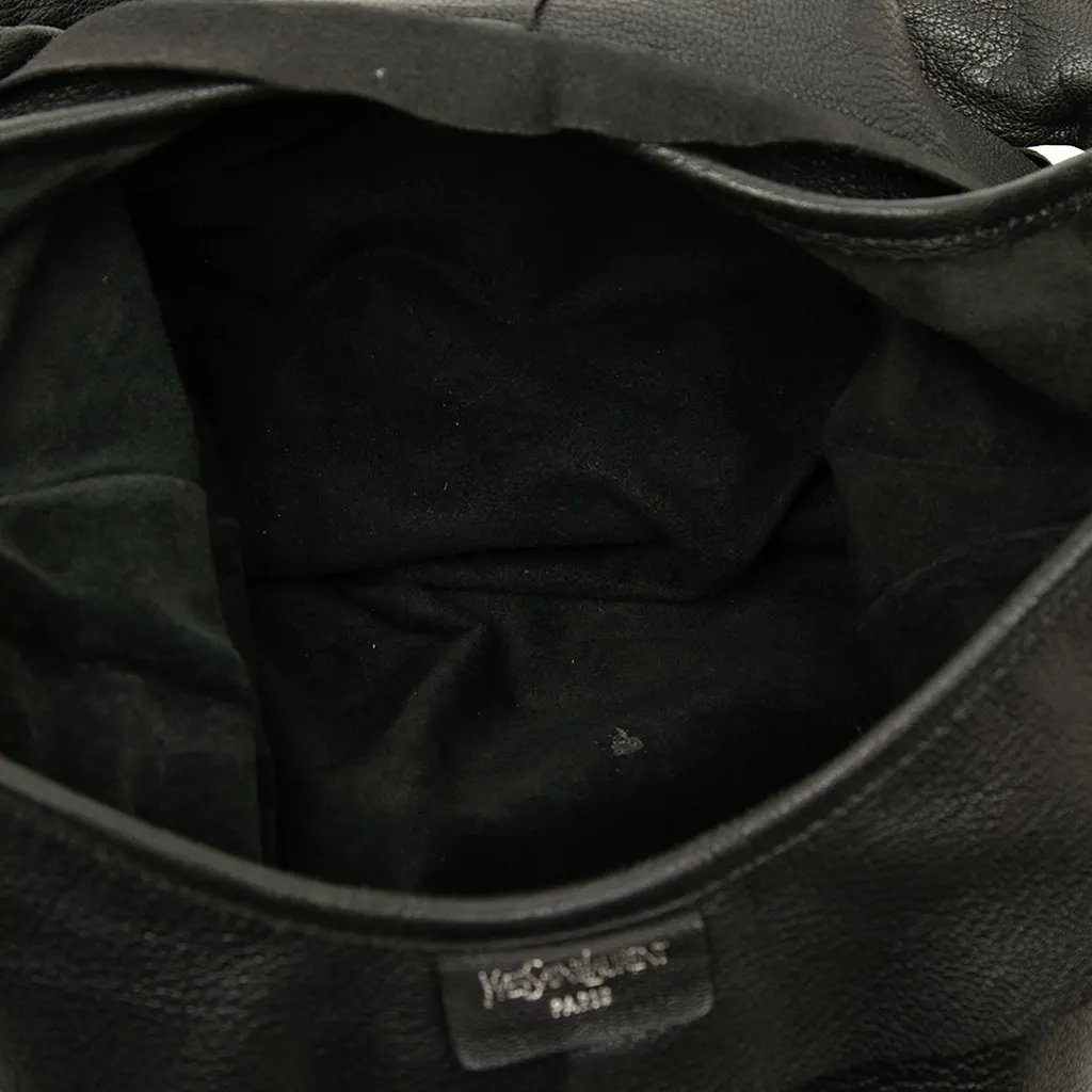 Saint Laurent Small Ruffled Leather Saint Tropez Hobo Black Leather Very good - Model View