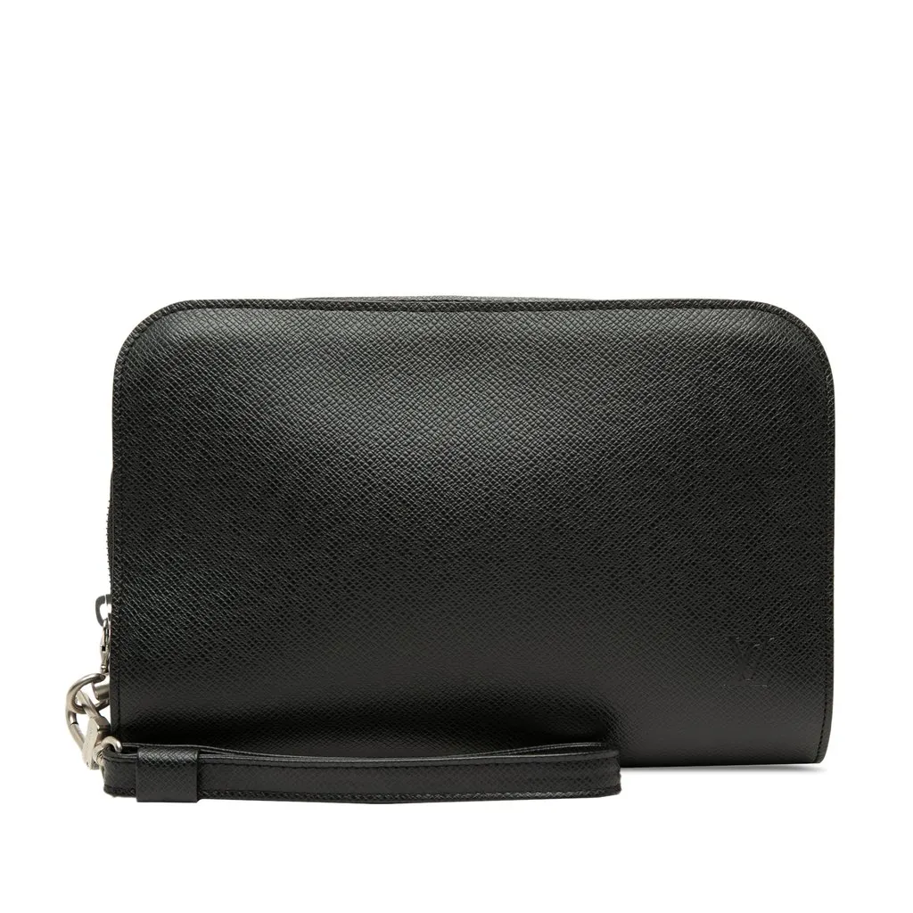Louis Vuitton Taiga Pochette Baikal Black Leather Very good - Front View