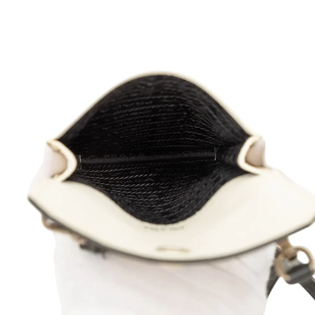 Prada Saffiano Patch Phone Holder White Leather Very good - Model View
