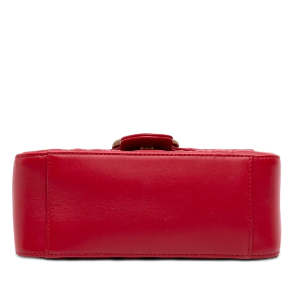 Gucci Mini GG Marmont Matelasse Leather Top Handle Bag Red Leather Very good - Inside View
