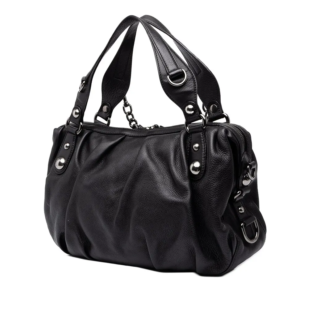 Gucci Calfskin Icon Bit Satchel Black Leather Good - Back View