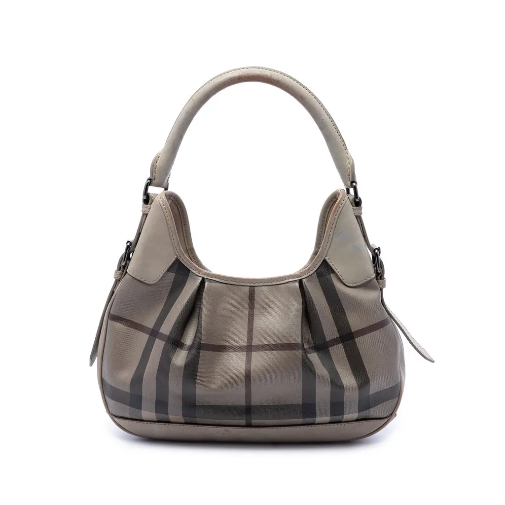 Burberry Smoke Check Coated Canvas Brooklyn Hobo