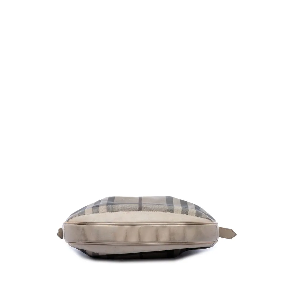 Burberry Smoke Check Coated Canvas Brooklyn Hobo Grey Canvas Good - Inside View