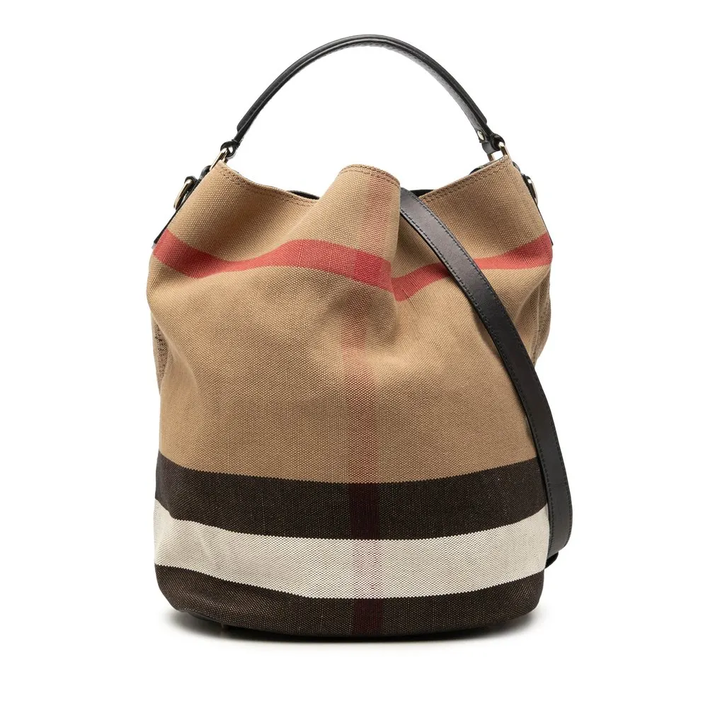 Burberry House Check Canvas Ashby Satchel Beige Very good - Front View