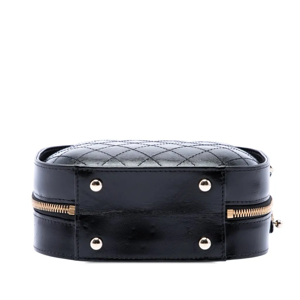 Chanel Small CC Quilted Crumpled Calfskin Vanity Case Black Leather Very good - Inside View