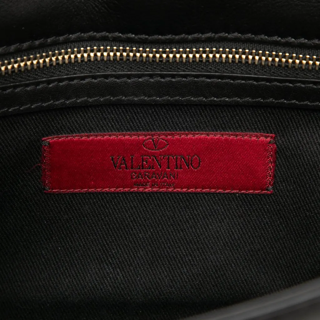 Valentino Small Leather Rockstud Glam Lock Crossbody Black Leather Very good - Box View