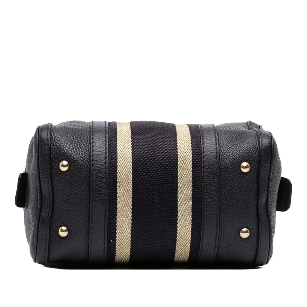 Gucci Small Calfskin Web Joy Boston Bag Black Leather Good - Inside View