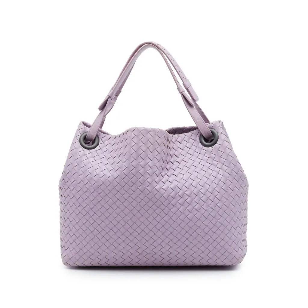 Bottega Veneta Medium Nappa Intrecciato Garda Tote Purple Leather Very good - Front View