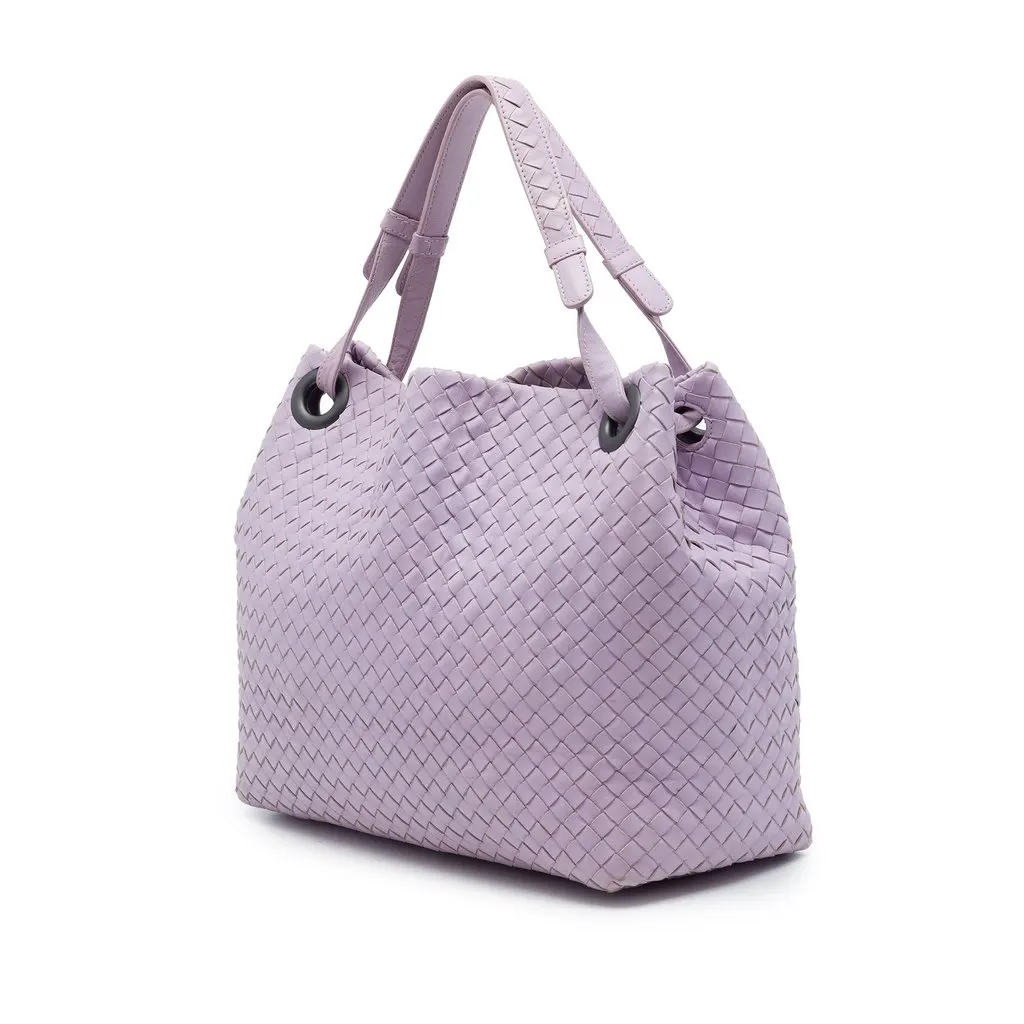 Bottega Veneta Medium Nappa Intrecciato Garda Tote Purple Leather Very good - Back View