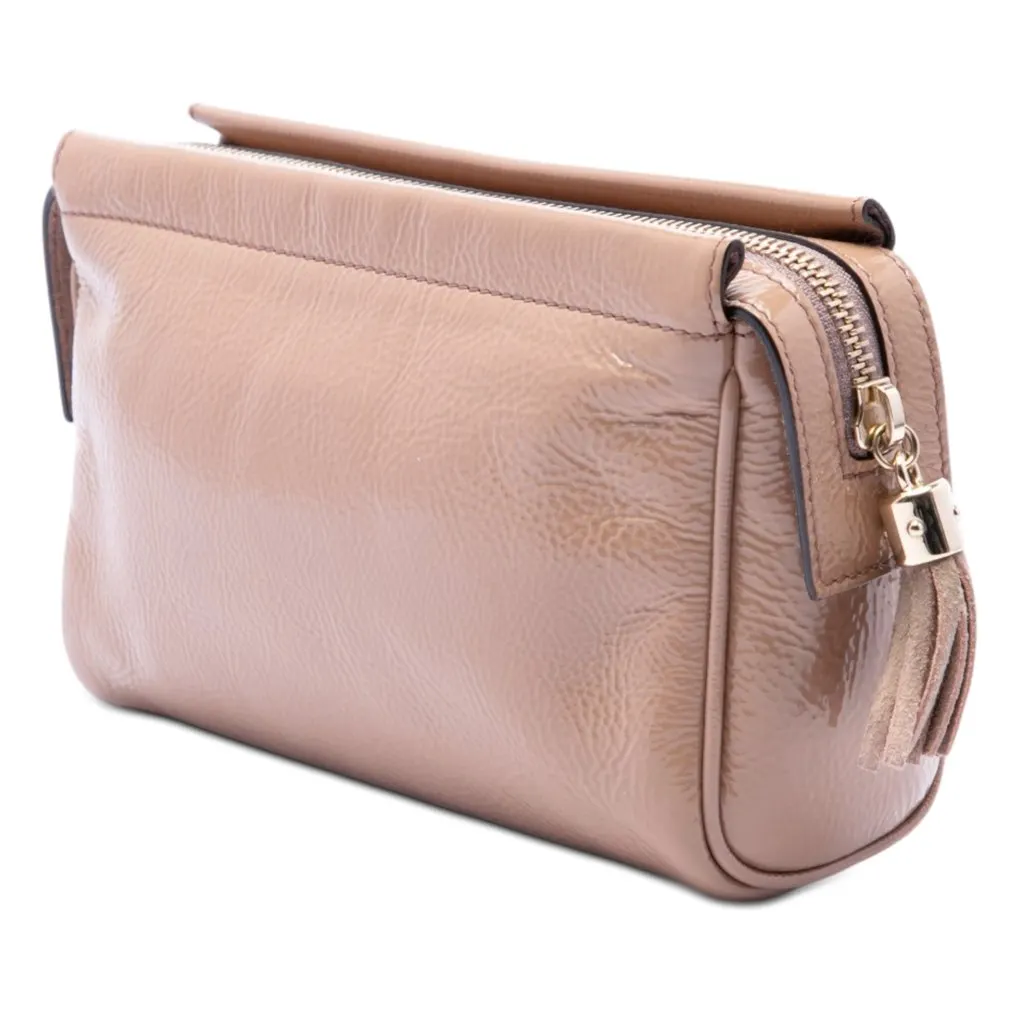 Gucci Soft Patent Soho Clutch Brown Leather Very good - Back View
