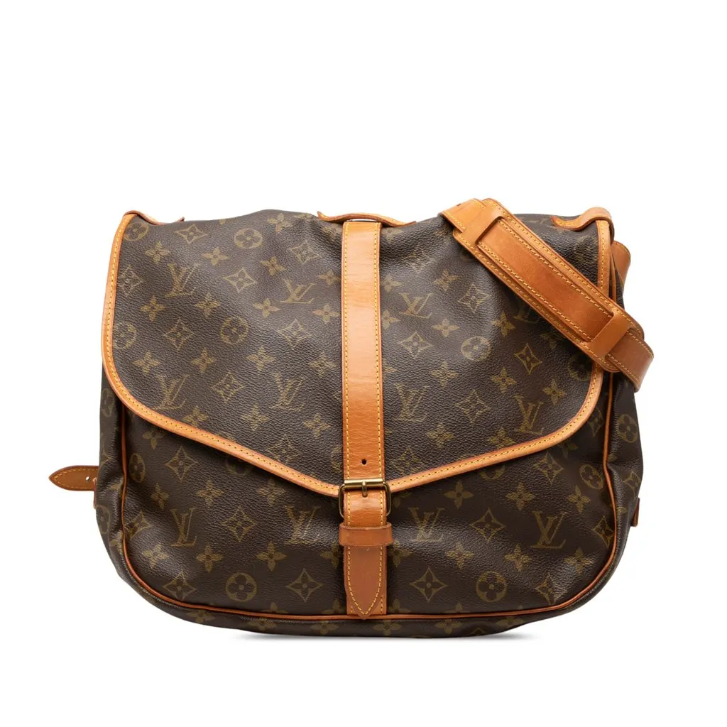 Louis Vuitton Monogram Saumur 35 Brown Canvas Good - Front View