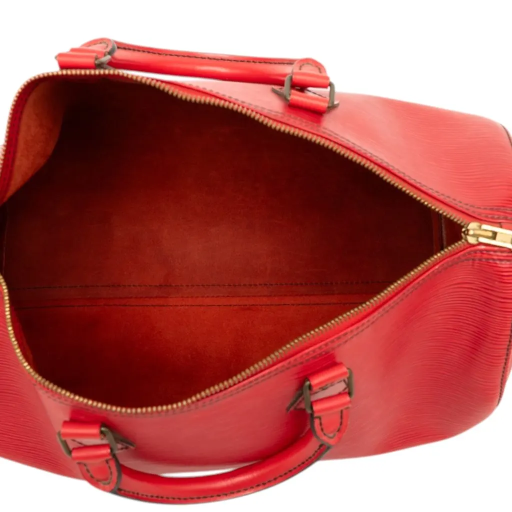 Louis Vuitton Epi Speedy 35 Red Leather Good - Model View