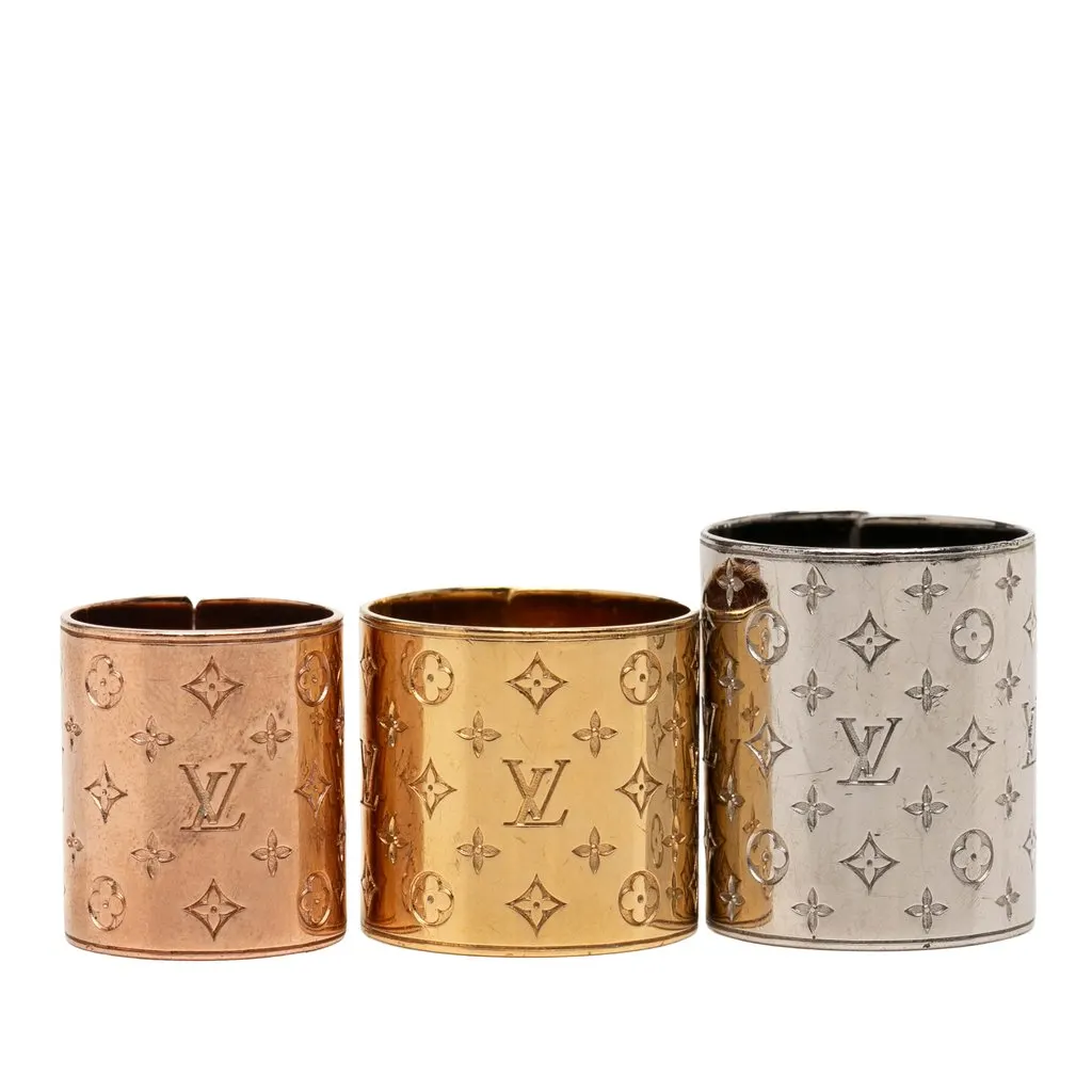 Louis Vuitton Brass Nanogram Ring Set Gold Metal Very good - Front View