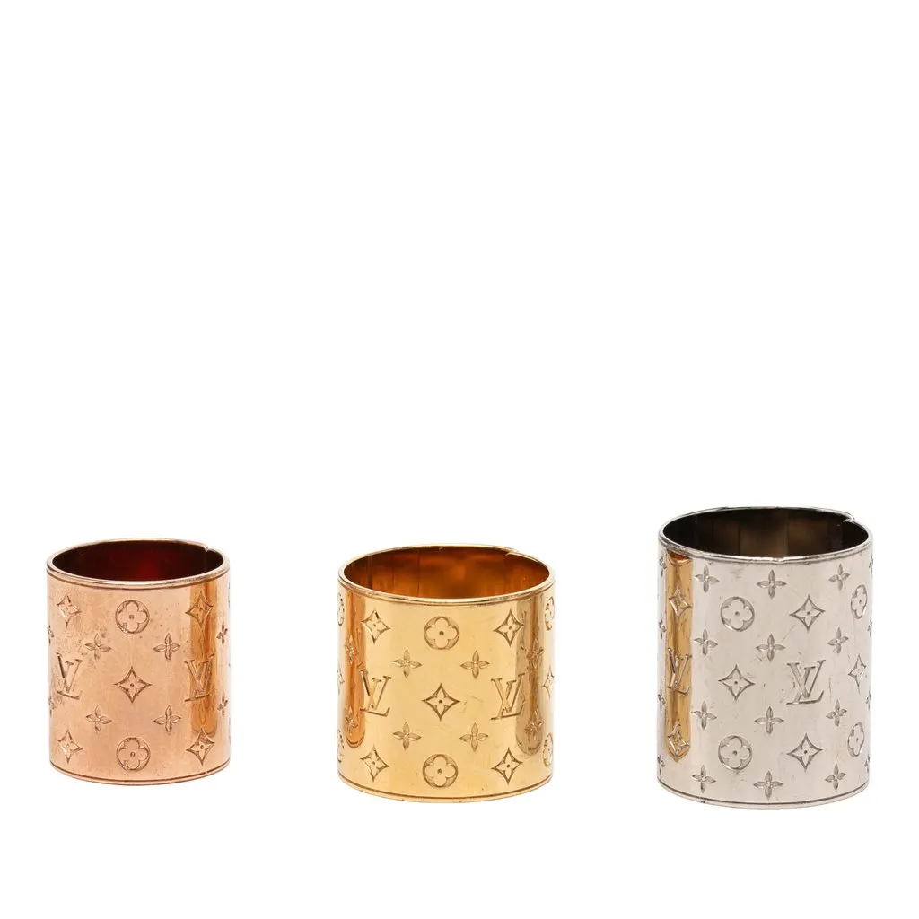 Louis Vuitton Brass Nanogram Ring Set Gold Metal Very good - Back View