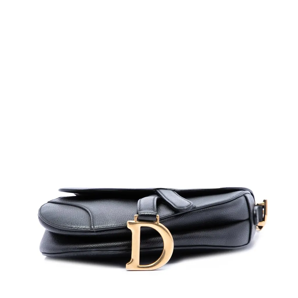 Dior Mini Grained Calfskin Saddle Bag Black Leather Good - Inside View
