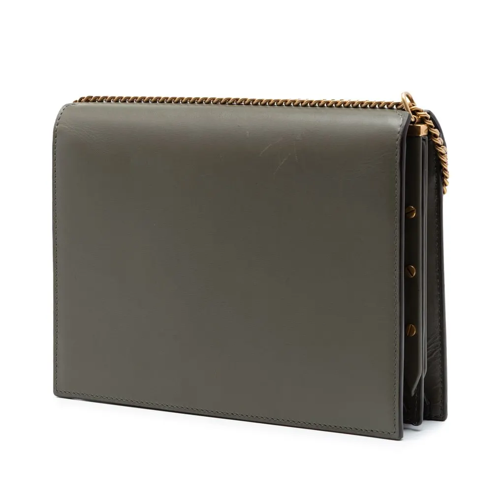 Saint Laurent Suede and Calfskin Monogram Cassandra Clasp Bag Brown Leather Very good - Back View