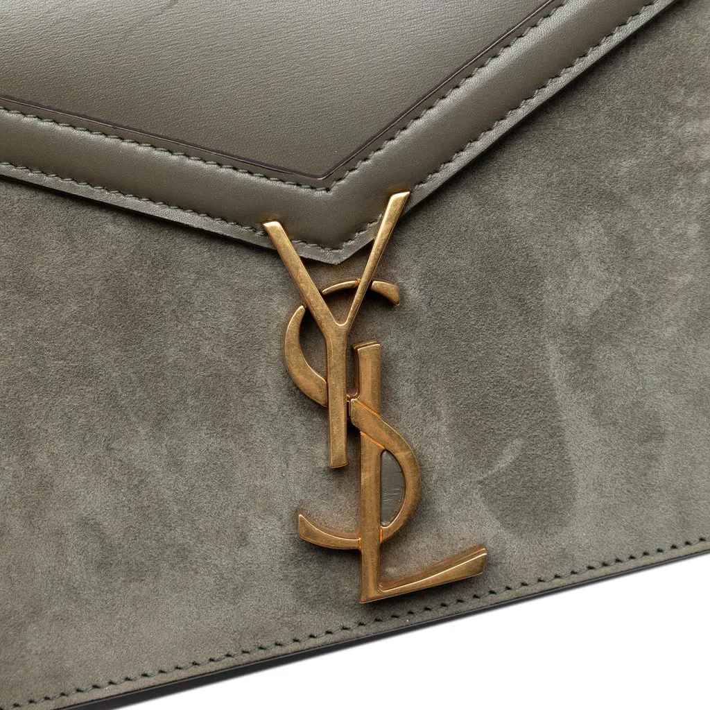 Saint Laurent Suede and Calfskin Monogram Cassandra Clasp Bag Brown Leather Very good - Box View