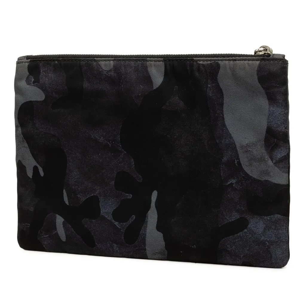 Prada Tessuto Camouflage Clutch Blue Polyamide Very good - Back View