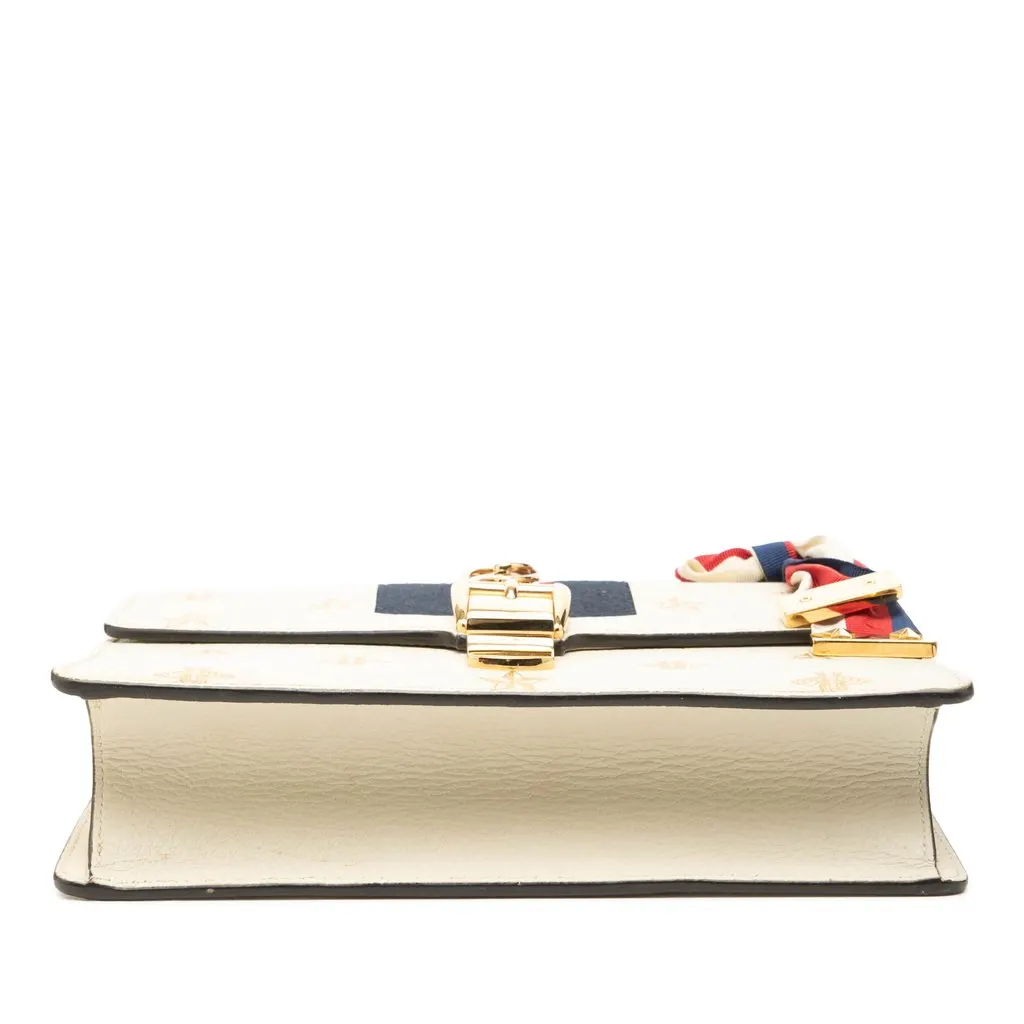 Gucci Small Leather Bee Star Sylvie Satchel White Leather Very good - Inside View