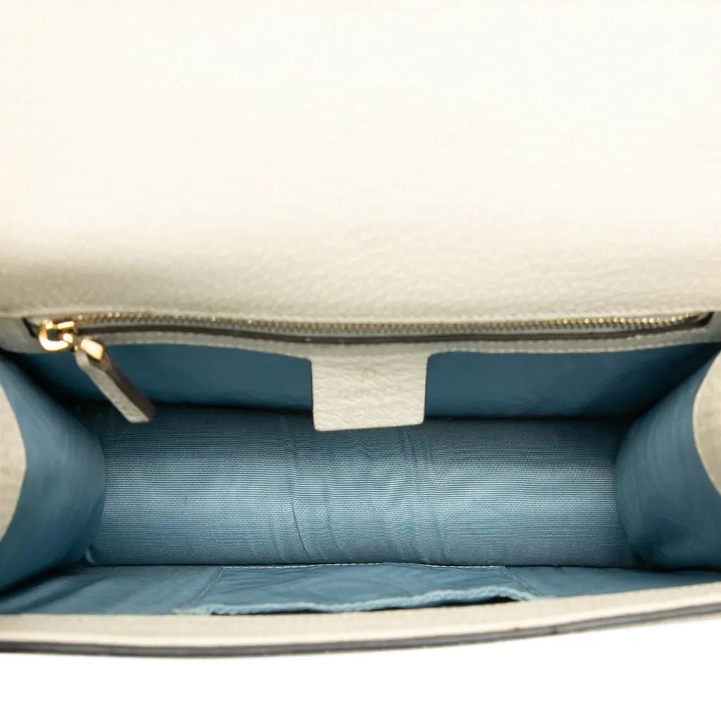 Gucci Small Leather Bee Star Sylvie Satchel White Leather Very good - Model View